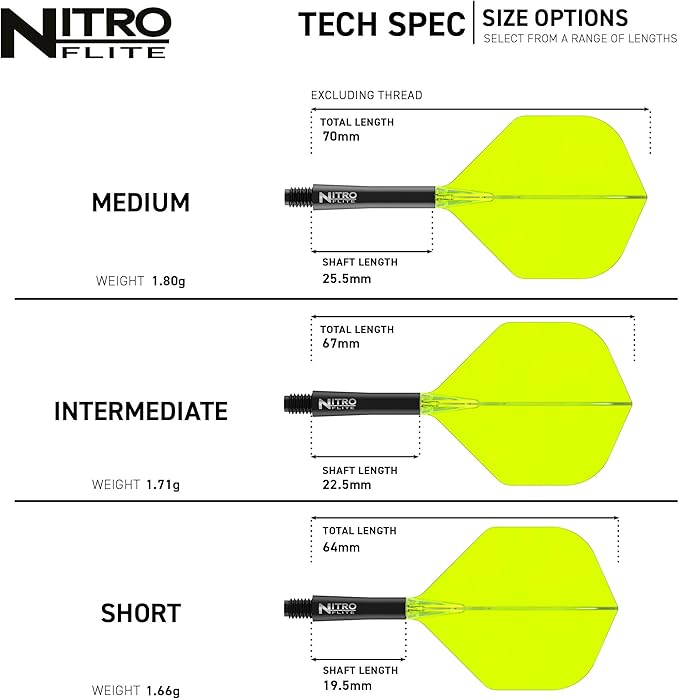 RED DRAGON Darts – Nitro Flite Integrated Flight & Shaft System – No.2 Shape and Design - Available in Short, Intermediate & Medium - Available in Variety of Colours - Professional Darts Accessories