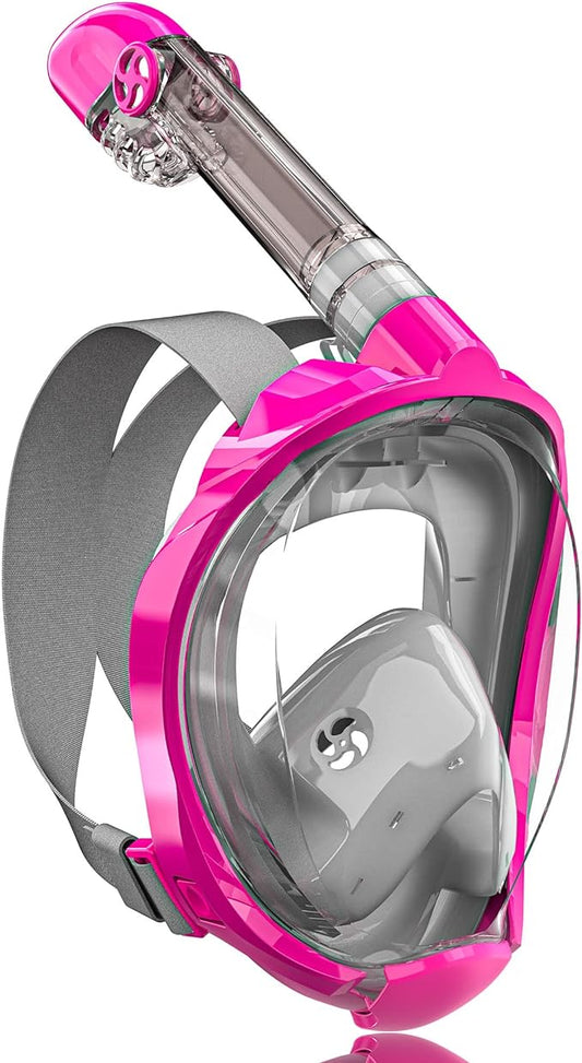 QingSong Full Face Snorkel Mask for Adults, Snorkeling Gear with Camera Mount, 180 Degree Panoramic View Snorkel Set Anti-Fog Anti-Leak