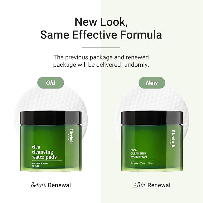 Meebak Cica Cleansing Water Pads | Makeup Remover Pads | Face Cleansing Wipes | Exfoliation Toner Pad | Hydrating & Toning for Sensitive Skin - 80ct