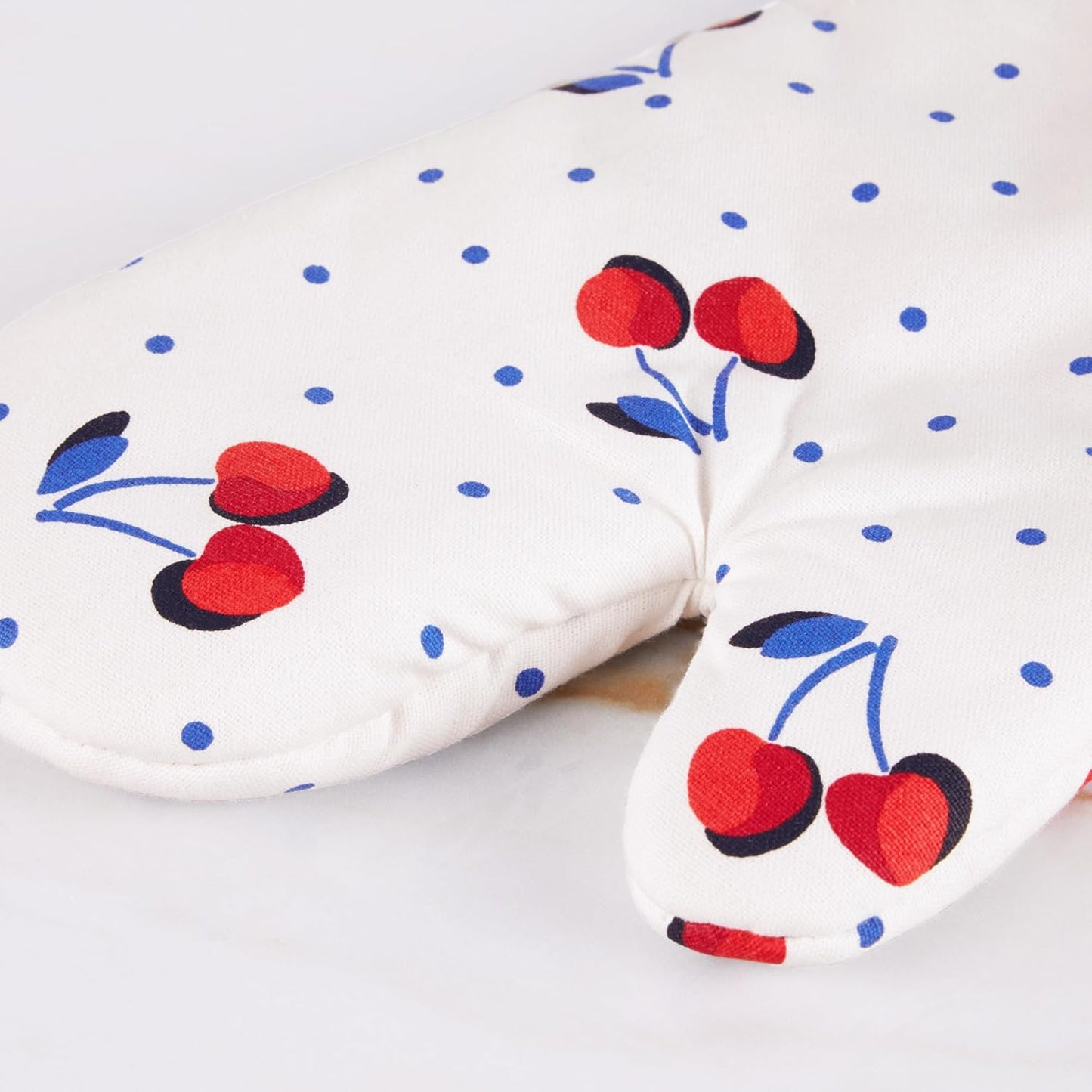 Kate Spade New York Cherry Dot Kitchen Towel, Oven Mitt & Pot Holder 4-Pack Set, 17" x 28", 7" x 13", 7" x 10", White/Red/Blue