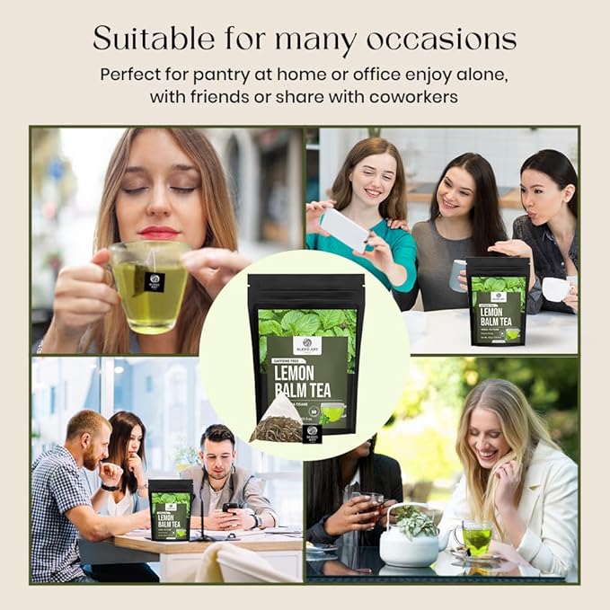 BlendArt Lemon Balm Tea Bags – 100 Count | Caffeine-Free Herbal Tea with Citrus Flavor & Aroma | Pure Lemon Balm Leaves