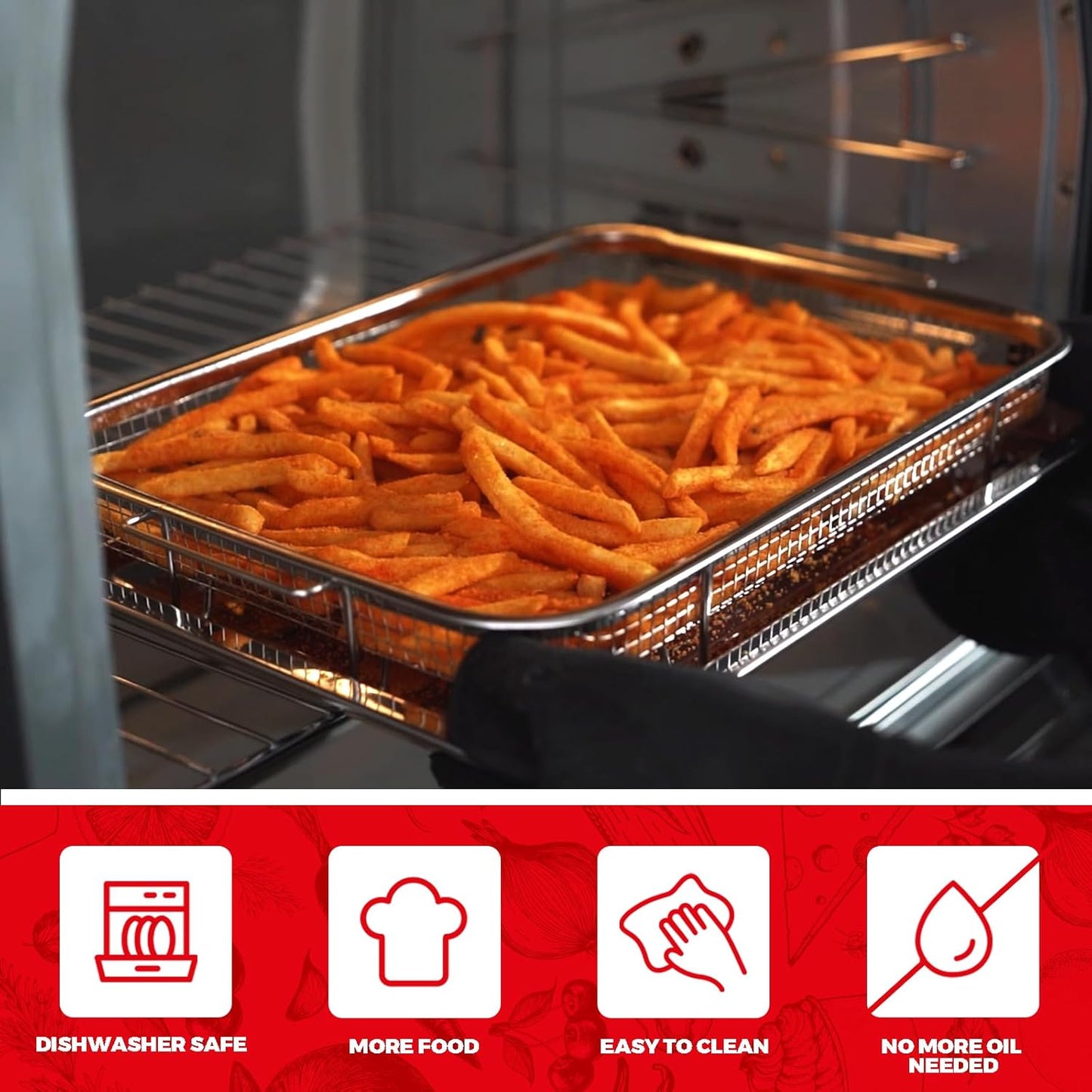 Air Fryer Basket for Oven, Air Fryer Basket and Stainless Steel Baking Tray Pant Oven Air Fryer Pan Rack for Cooking Baking Dishwasher and Broiling (18.7"x12.8")