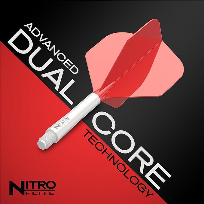 RED DRAGON Darts – Nitro Flite Integrated Flight & Shaft System – No.2 Shape and Design - Available in Short, Intermediate & Medium - Available in Variety of Colours - Professional Darts Accessories