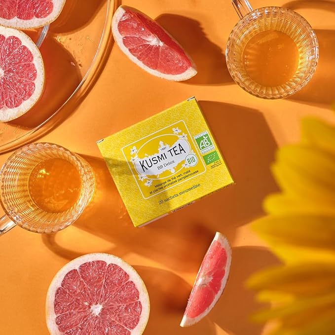 Kusmi Tea - BB Detox + Detox - Set of 2 boxes - 2 Green Tea, Mate, Herbal and Lemon and Grapefruit Flavored Blends - To be enjoyed Hot or as Iced Tea - 2x20 Tea Bags