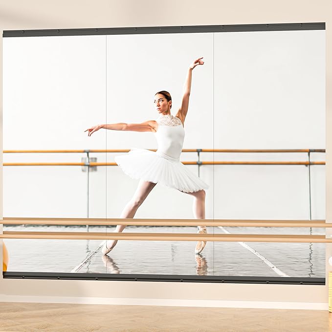 Hasipu 83''x39'' Home Gym Mirror Large Full Length Wall Mounted Full Body Mirror for Yoga Dance Fitness Exercise Studio Bedroom Garage, Frameless Tempered Glass Workout Mirrors Black Rectangular