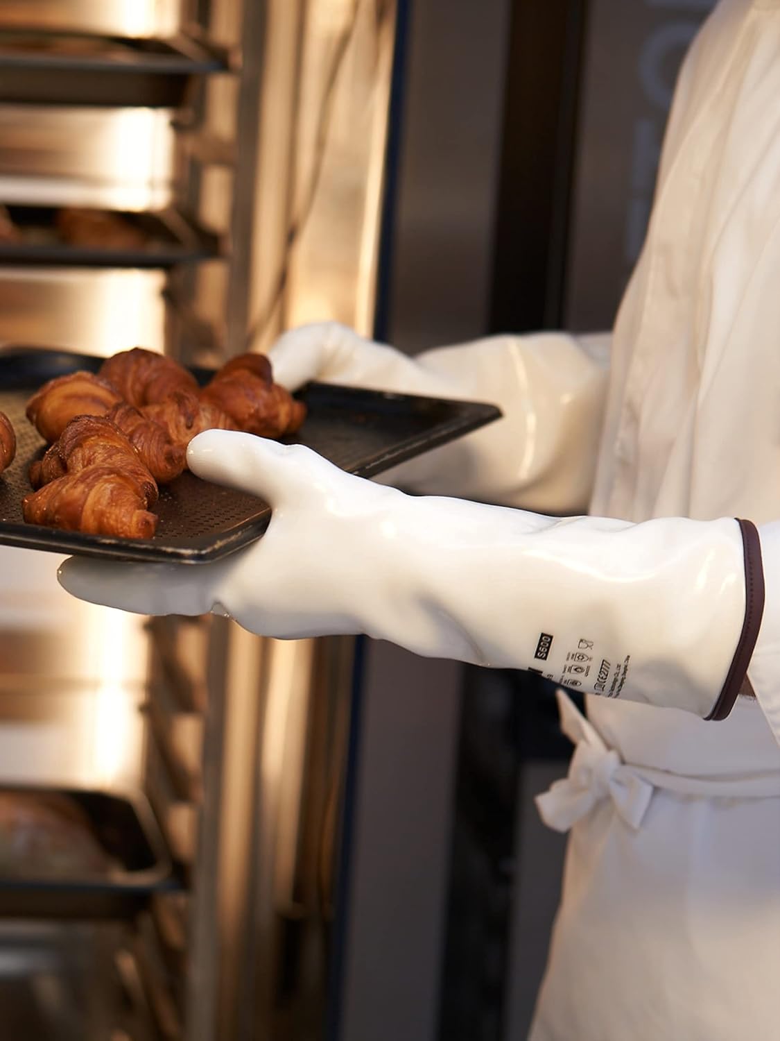 LANON 15" Liquid Silicone Heat Resistant Oven Gloves, Food Grade, CoralAir Liner, Waterproof, Extra Long, XL