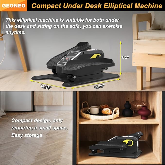 Under Desk Elliptical Machine, Electric Ellipse Leg Exerciser for Senior, Quiet and Compact Electric Seated Pedal Exerciser for Home with Monitor, Remote Control and 12 Adjustable Speeds