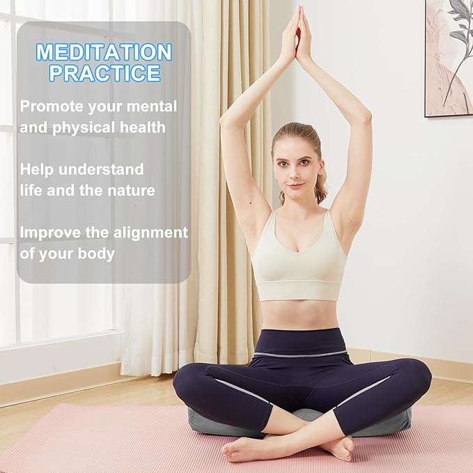 Rectangular Yoga Bolster Pillow, Meditation Pillow for Yin & Restorative Yoga, Filled with Wasted Sponge