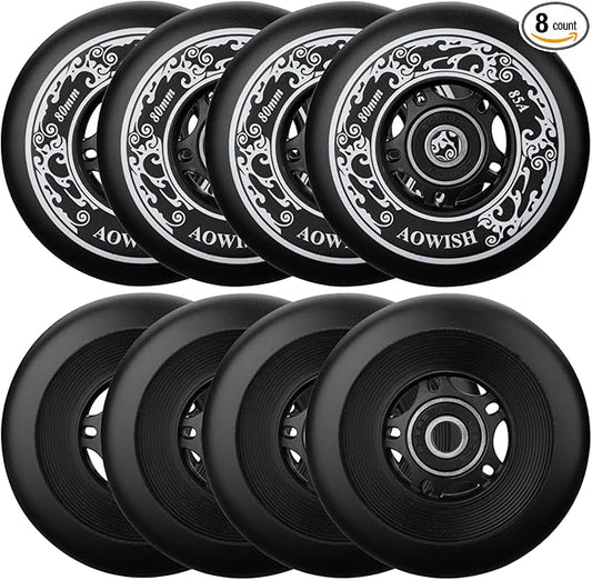 8-Pack Inline Skate Replacement Wheels 85A Outdoor Asphalt Formula Roller Blades Wheels Indoor Roller Blades Wheels with Bearings ABEC-9 & Floating Spacers