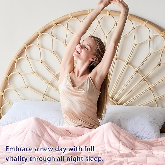 yescool King Size Weighted Blanket for Adults (25 lbs, 80” x 87”, Pink) Cooling Heavy Blanket for Sleeping Perfect for 240-260 lbs, Breathable Blanket for Adults & Couple All Season, Machine Washable