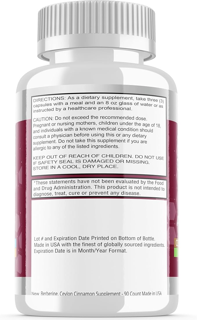 Stamiron Berberine Complex with Ceylon Cinnamon, Chromium, Turmeric, Apple Cider Vinegar, 90 Capsules