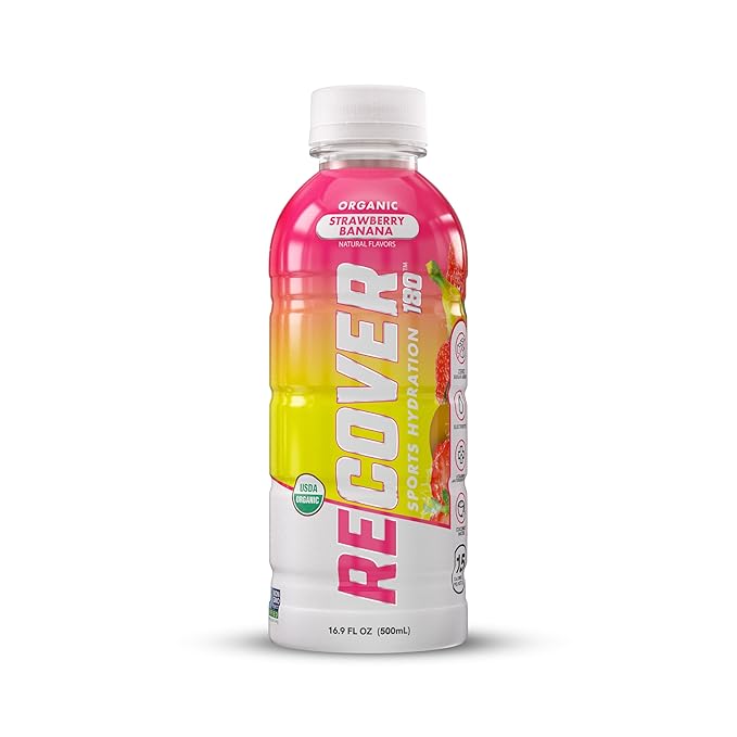 RECOVER 180 Organic Sports Hydration Drink, No Sugar Added, 15 Calorie Sports Beverage, Organic Flavors With Vitamins, Potassium-Packed Electrolytes (16.9 Fl Oz (Pack of 12), Variety Pack)