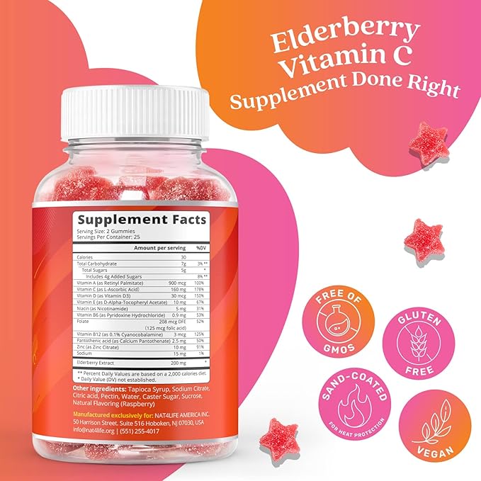 BeLive Elderberry Gummies with Zinc and Vitamin C - Immune Support Supplement with Vitamin D, A, E, B12 - Gummies for Healthy Bones & Teeth, Vegan, Keto & Non-GMO - Raspberry Flavor | 2-Pack