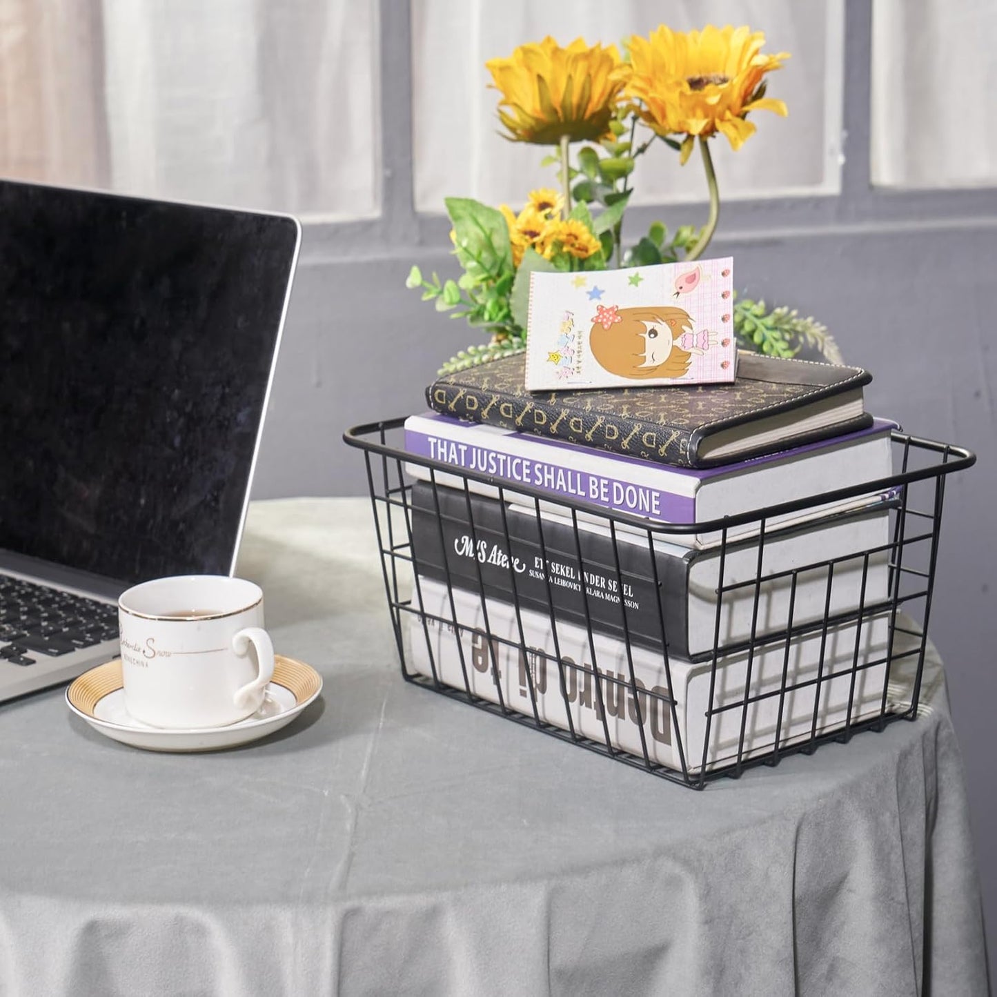 Wire Kitchen Storage Basket 5 Packs,Perfect Pantry Organization Accessories Basket,Laundry,Countertop Organization,Suitable for Kitchen,Bathroom,Bedroom,Tabletop,Stackable,Black