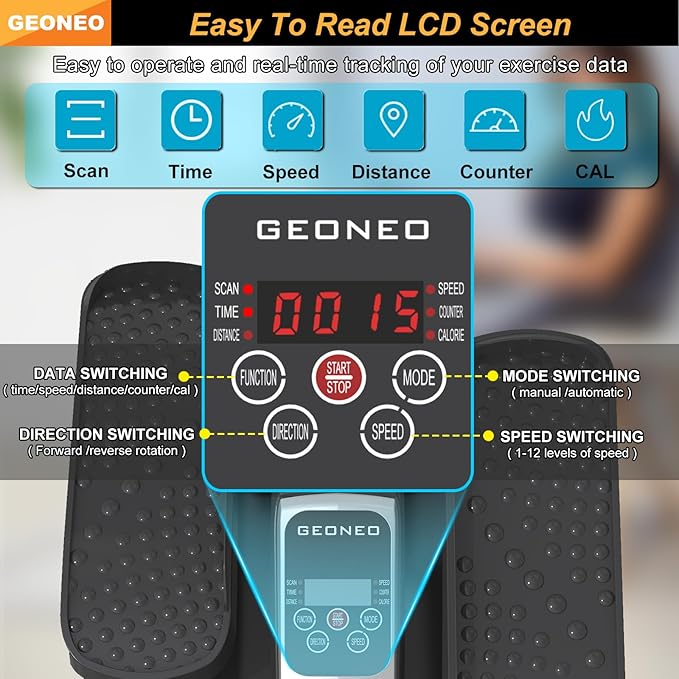 Under Desk Elliptical Machine, Electric Ellipse Leg Exerciser for Senior, Quiet and Compact Electric Seated Pedal Exerciser for Home with Monitor, Remote Control and 12 Adjustable Speeds