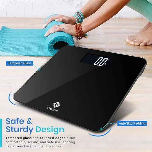 Etekcity Scale for Body Weight, Bathroom Digital Weighing Machine for People, Extra Wide Platform and High Capacity, Accurate and Safe, Large Number and Easy-to-Read on Backlit LCD Display, 440 lb