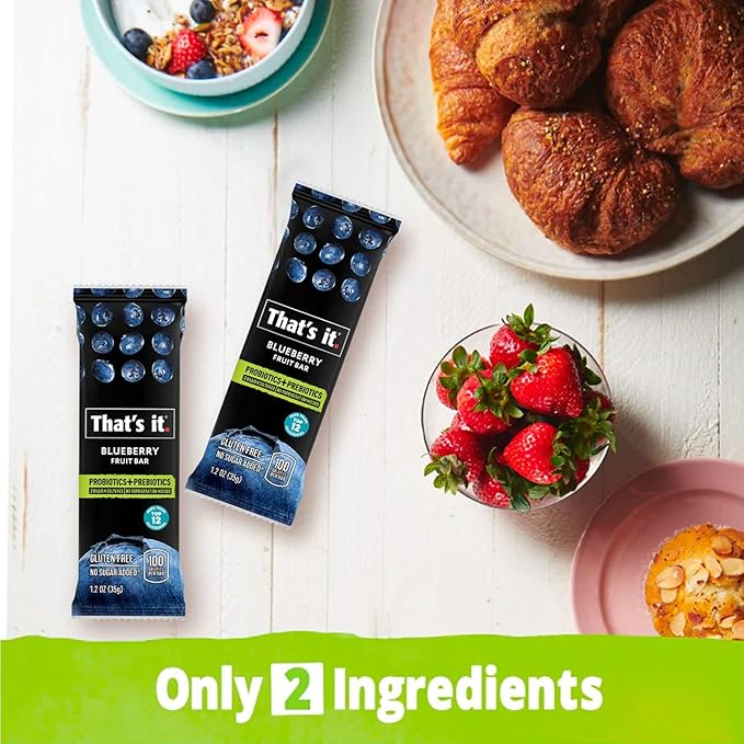 That's it. Blueberry Probiotic Fruit Bars, Helps Promote Healthy Gut & Digestion, No Refrigeration, 100% All Natural, Allergen Friendly (12 Pack)