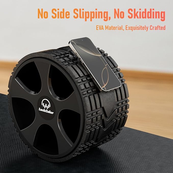 Back Roller, Back Wheel Targeted Back Pain Relief, Yoga Wheel Muscle Massage, Foam Roller for Trigger Point Therapy Physical, Stretching & Exercise, 880lbs Capacity, 10 Inch (Black+Black)