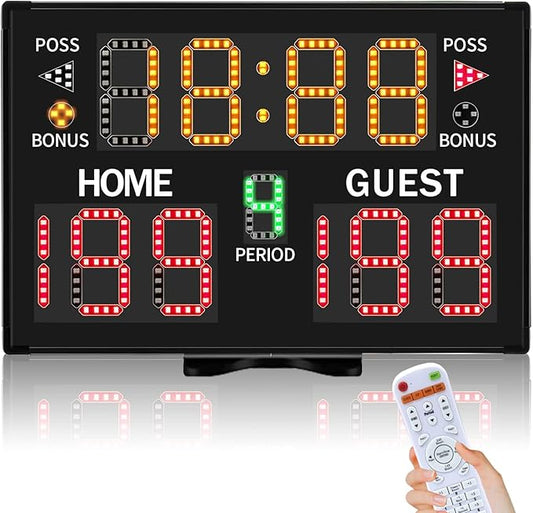 YZ Battery Powered Electronic Basketball Scoreboard with Timer, Portable Tabletop Digital Scoreboard with Remote, Score Clock Score Keeper for Games Baseball/Football/Volleyball Indoor Outdoor