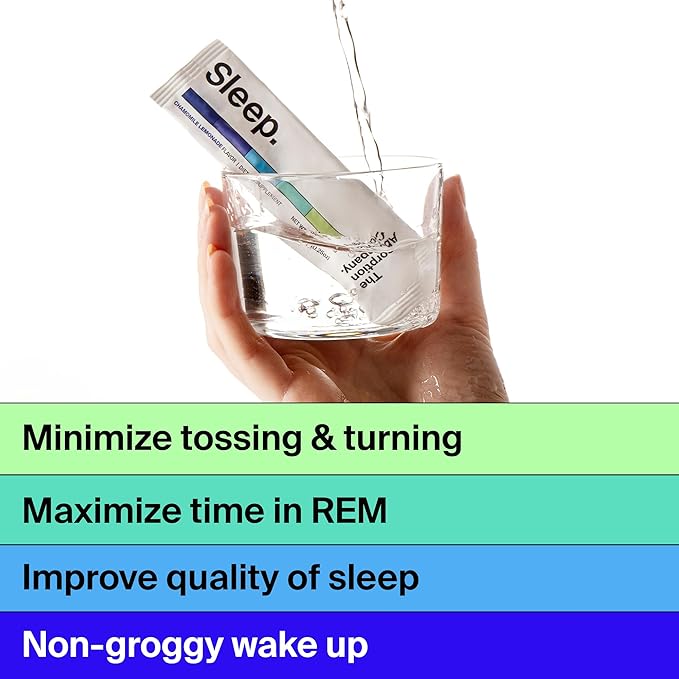 Sleep Aid Powder - Calming Drink for Deep Sleep with Liposomal Saffron, Magnesium & PharmaGABA Melatonin-Free Natural Supplement to Reduce Stress and Improve Sleep Quality Chamomile Lemonade 7 Sticks