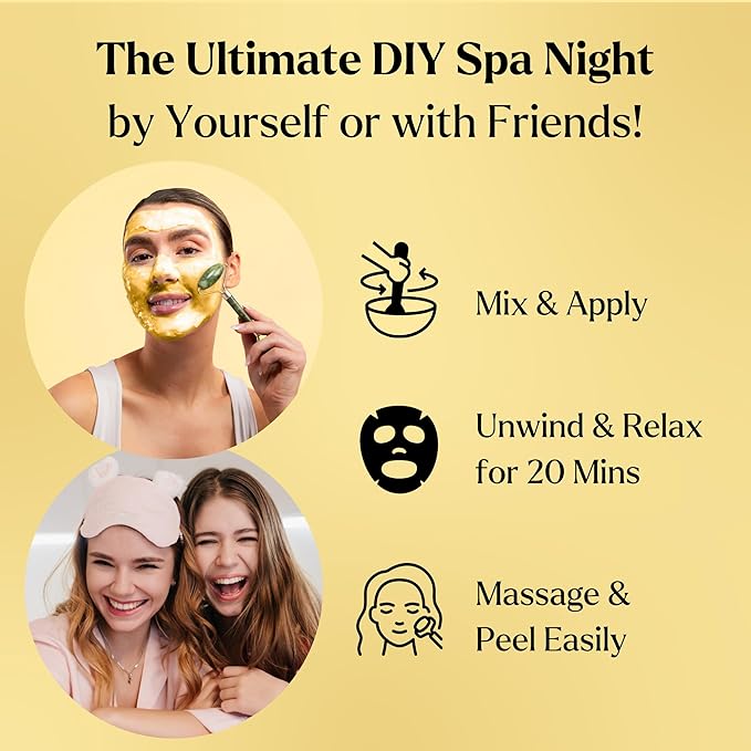 VogueNow Jelly Face Mask for Facials - 24K Gold Hydrating, Brightening & Nourishing Jelly Mask with Free Jade Roller & Spatula | Professional Hydrojelly Masks | Vajacial Jelly Mask Powder | 23 Oz Jar