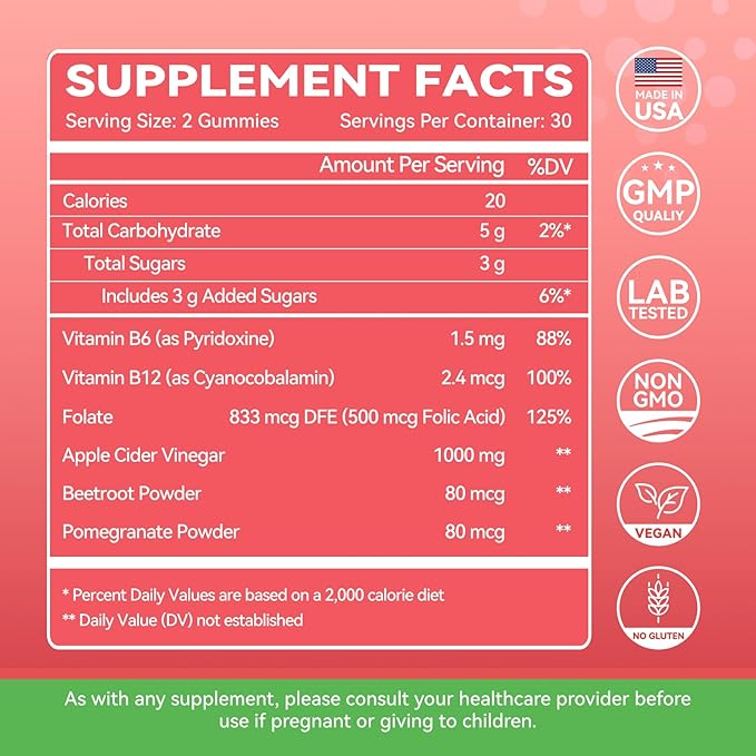 Apple Cider Vinegar Gummies, ACV Gummies, Detox Cleanse for Weight Loss, Weight Loss for Women - Gut Health & Digestive Comfort - Vegan, Gluten-Free, Non-GMO - Apple Flavor, 60 Count