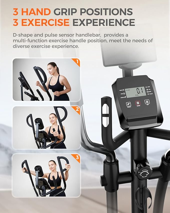 pooboo Elliptical Machine, Elliptical Exercise Machine with 16-Level Resistance&Hyper-Quiet Magnetic Driving System, Elliptical Machine for Home with LCD Monitor&15.5IN Stride, 350LBS Weight Capacity