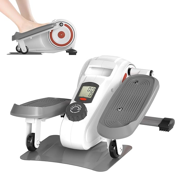 Under Desk Elliptical Machine, Electric Ellipse Leg Exerciser as Seen on TV for Seniors, Pedal Exerciser Fully Assembled with 8 Resistance Levels, Portable Leg Exerciser for Home Office