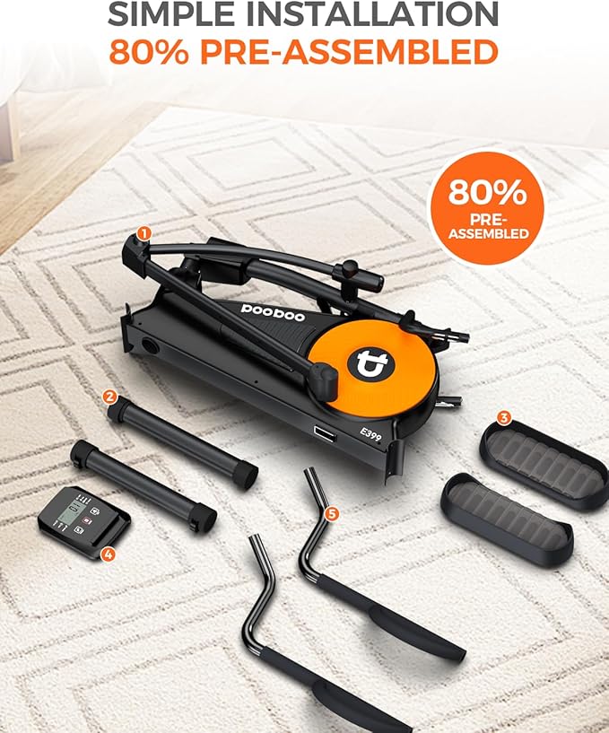 pooboo Elliptical Machine, Elliptical Exercise Machine with 16-Level Resistance&Hyper-Quiet Magnetic Driving System, Elliptical Machine for Home with LCD Monitor&15.5IN Stride, 350LBS Weight Capacity