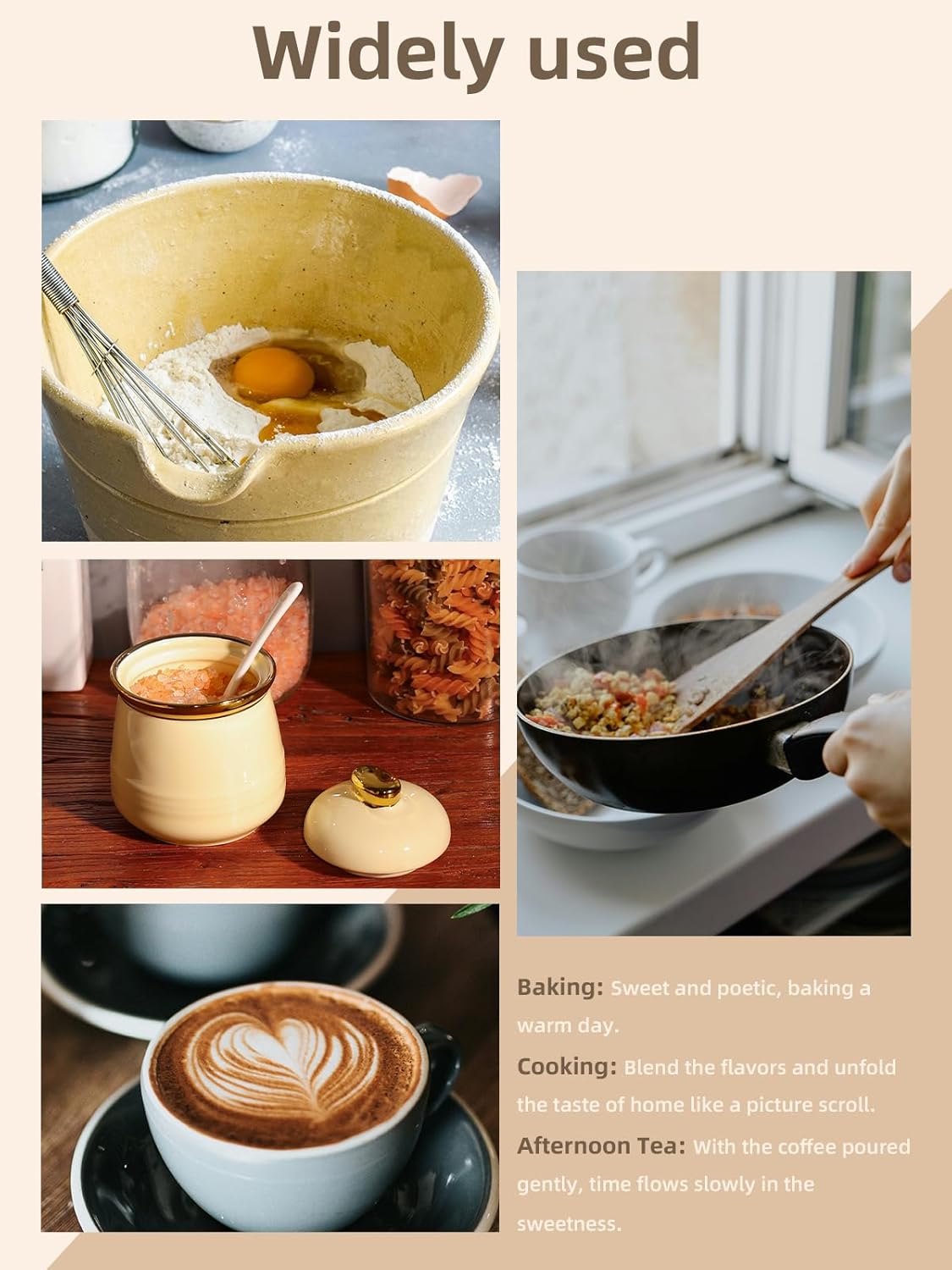 HAOTOP 12oz Sugar Bowl with Lid and Spoon,Simple Ceramic Sugar Jar Sugar Container Sugar Dispenser Coffee Bar Accessories, Modern Kitchen Countertop Canisters, Beige