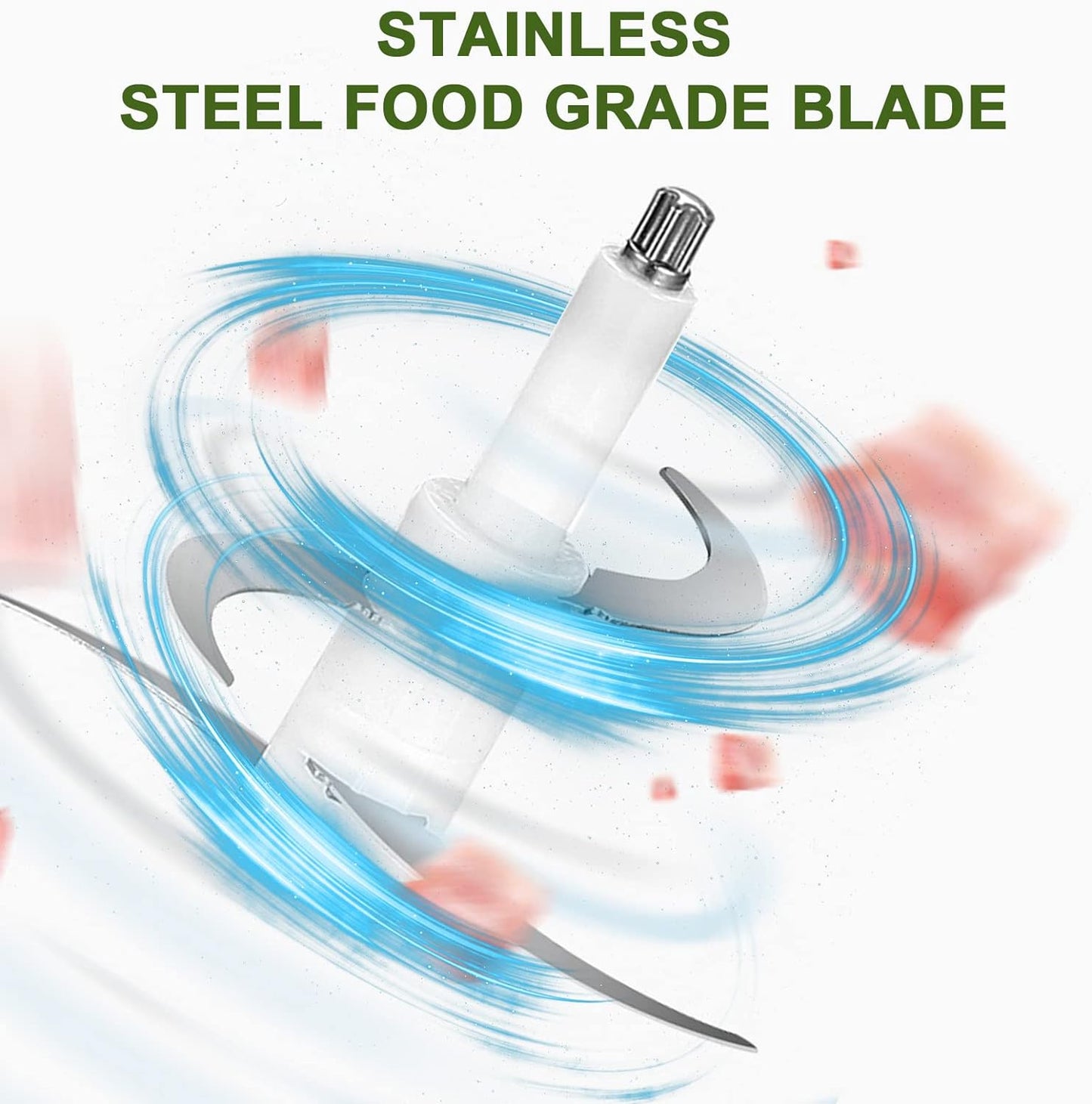 Liebe&Lecker Food Processor, Meat Grinder with 1 Bowl 8 Cup, Electric Food Chopper with 4 Large Sharp Blades for Meat, Fruits, Vegetables, Baby Food, Nuts, 2 Speed, 350W