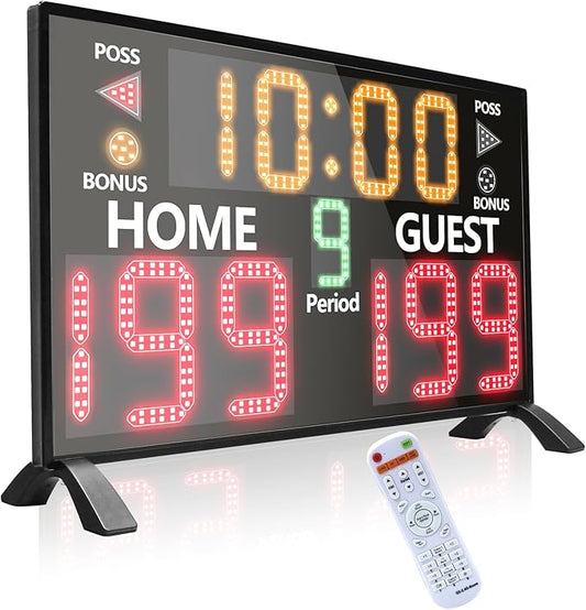 YZ 2025 Bigger LED Digital Scoreboard, Portable Basketball Scoreboard with Timer Clock, Electronic Scoreboard with Remote, Tabletop Scoreboard Clock, Score Keeper for Outdoor Game