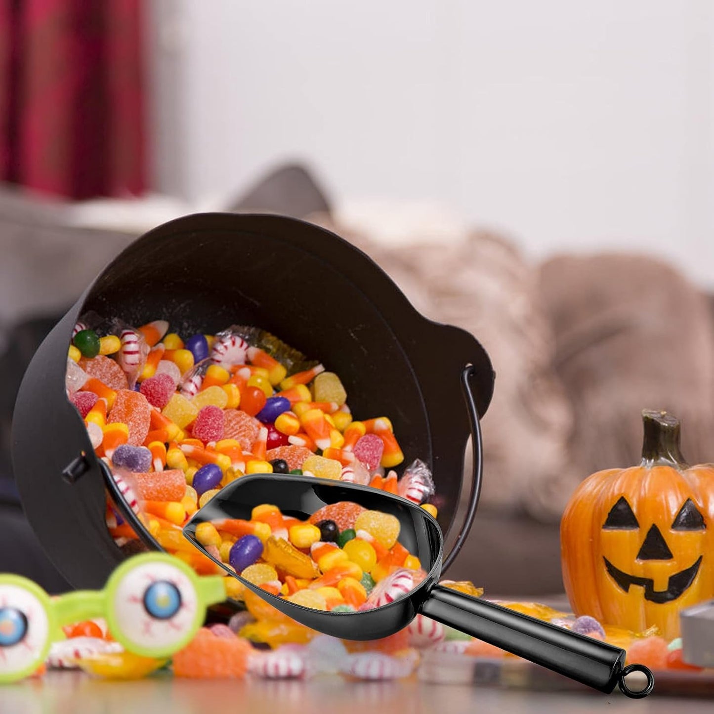 TeamFar Ice Scoop, 5oz Stainless Steel Canister Small Ice Candy Scoops for Kitchen Dispenser Buffet Jars, Healthy & Sturdy, Multi-use & Mirror Finish, Dishwasher Safe-2 PCS, Black