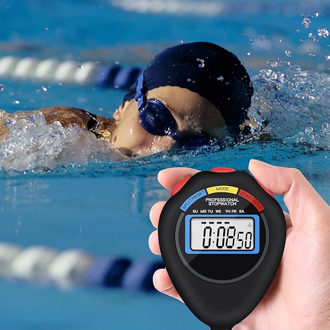 6 Pack Multi-Function Electronic Digital Sport Stopwatch Timer, Large Display with Date Time and Alarm Function,Suitable for Sports Coaches Fitness Coaches and Referees(Black)