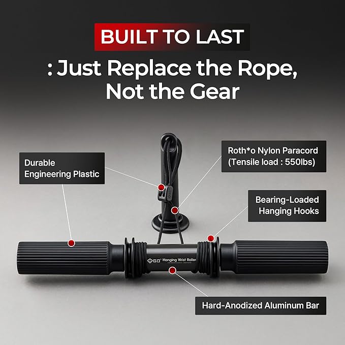 GD Hanging Wrist Roller Forearm Blaster- Forearm Strengthener Exercise Equipment Wrist Trainer for Muscle building and Injury prevention Hand Grip Strength