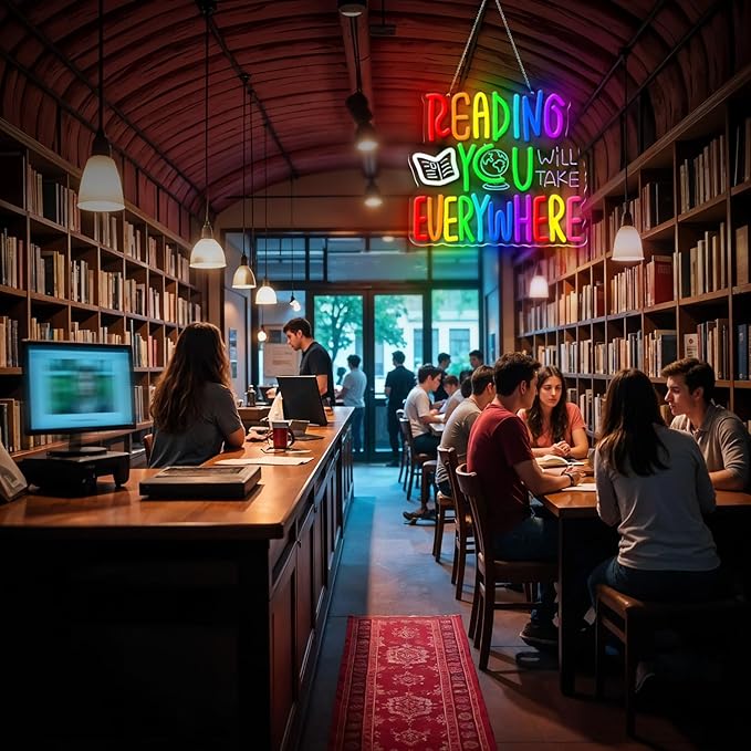 Reading Will Take You Everywhere Neon Sign,Classroom Neon Sign,Read Neon Signs for Classroom Inspirational Letter Led Sign Dimmable Classroom Neon Lights for Bedroom Dorm Library Bookstore