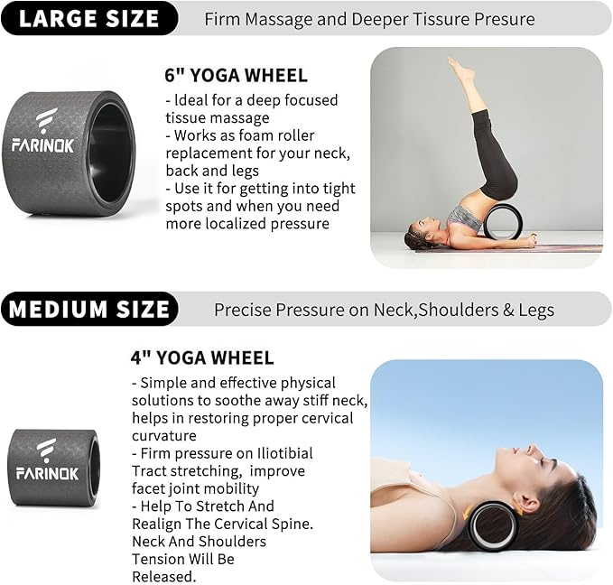 Yoga Wheel for Back Pain Relief, Back Roller Wheel with Extra Cushion, Wider & Thickest Foam, Stretches and Strengthens Core Muscles