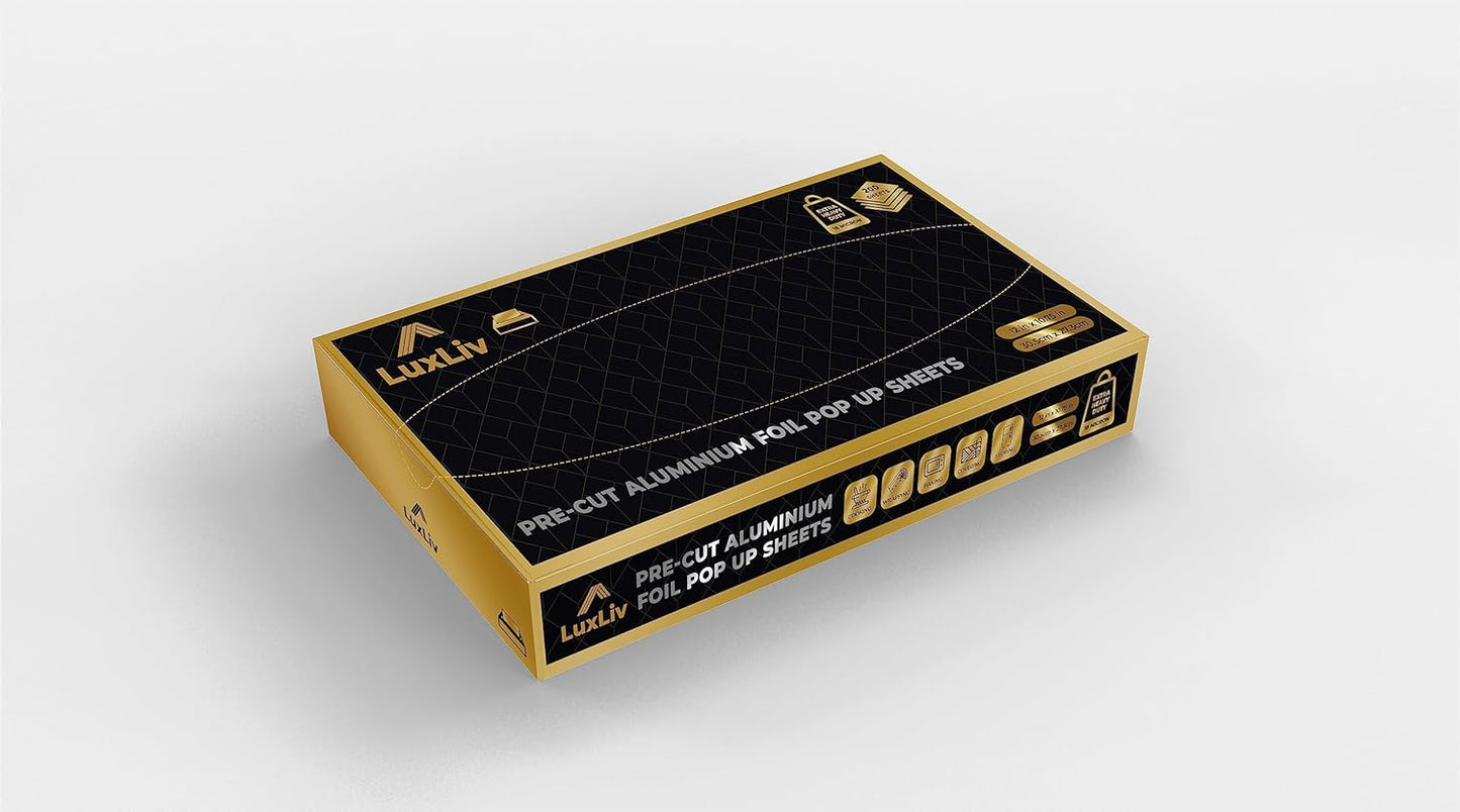 200 Pre-Cut Pop-Up Aluminum Wraps – 12” Heavy-Duty Disposable Wraps for Restaurants & Kitchens, Perfect for Cooking, Storing & Grilling Food