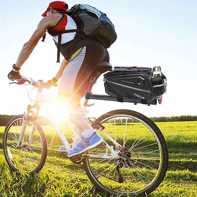 MOSISO Bike Rack Bag, Waterproof Bike Rear Rack Handbag Bicycle Trunk Bag, 14L EVA Mountain Bicycle Rear Seat Storage Saddle Pouch Cycling Luggage Pouch with Shoulder Strap, Orange