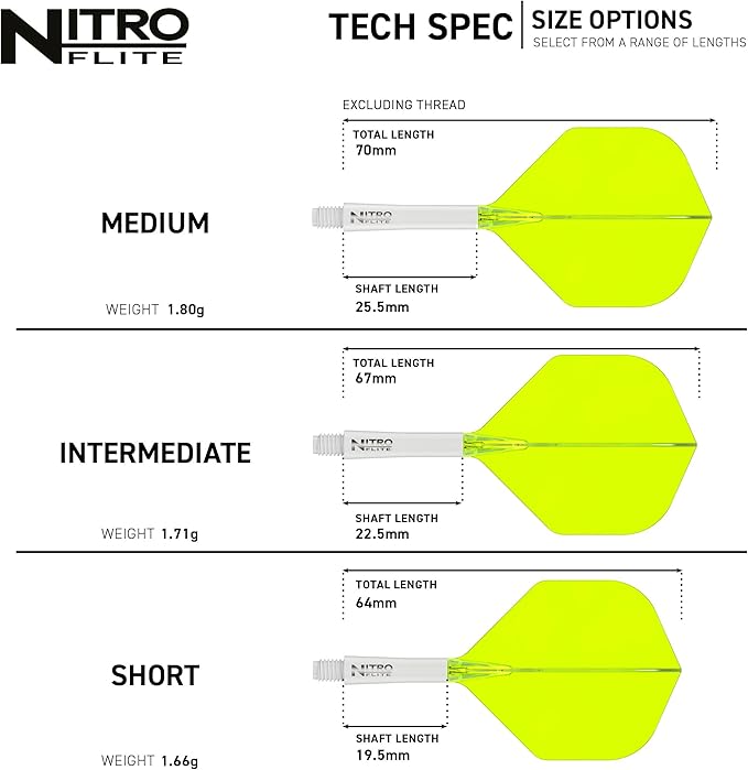 RED DRAGON Darts – Nitro Flite Integrated Flight & Shaft System – No.2 Shape and Design - Available in Short, Intermediate & Medium - Available in Variety of Colours - Professional Darts Accessories