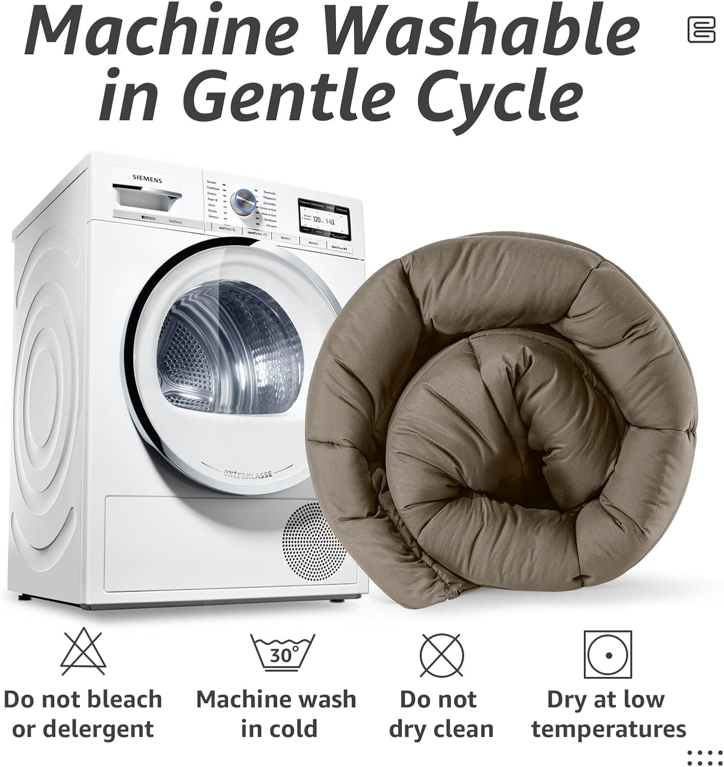 HYLEORY All Season California King Size Bed Comforter - Cooling Down Alternative Quilted Duvet Insert with Corner Tabs - Winter Warm - Machine Washable - Taupe,Cal King(96*104)