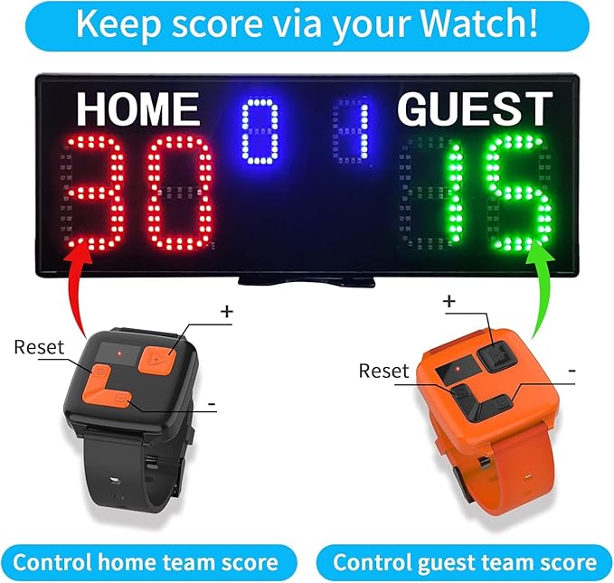 YZ LED Super Bright Electronic Scoreboard, Battery Powered Digital Scoreboard with Remote, Tennis Score Keeper for Net,Basketball/Volleyball/Baseball/Cornhole Indoor Outdoor Buzzer