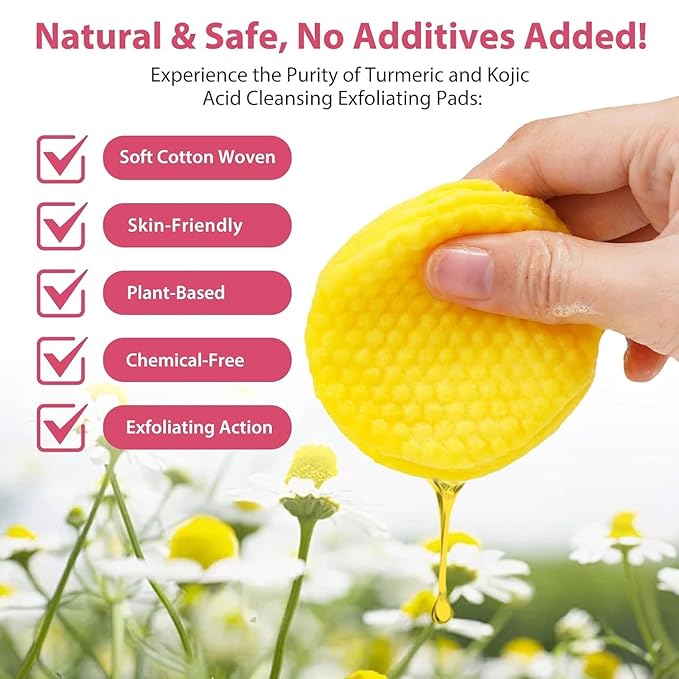 Turmeric Cleansing Pads for Face: Facial Scrub Cleansing and Exfoliation Makeup Remover Wipes 40PCS