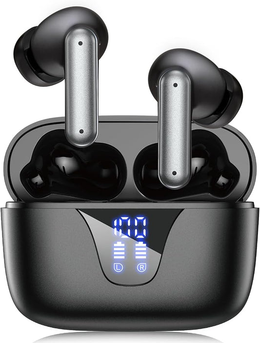 ZIUTY Wireless Earbuds Bluetooth Headphones, 50H Playtime Ear Buds with Mic, LED Digital Display Charging Case, IPX7 Waterproof, Deep Bass Stereo, in-Ear Earphone for iPhone Andriod Phone