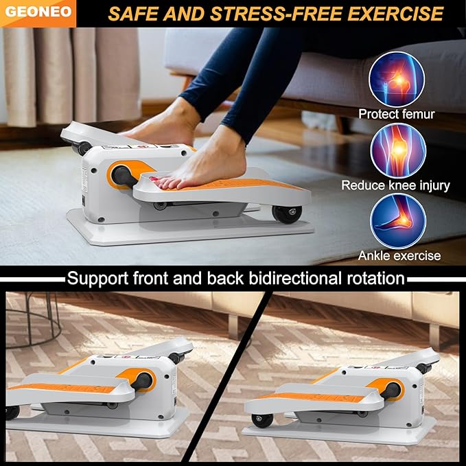 Under Desk Elliptical Machine, Electric Ellipse Leg Exerciser for Senior, Quiet and Compact Electric Seated Pedal Exerciser for Home with Monitor, Remote Control and 12 Adjustable Speeds
