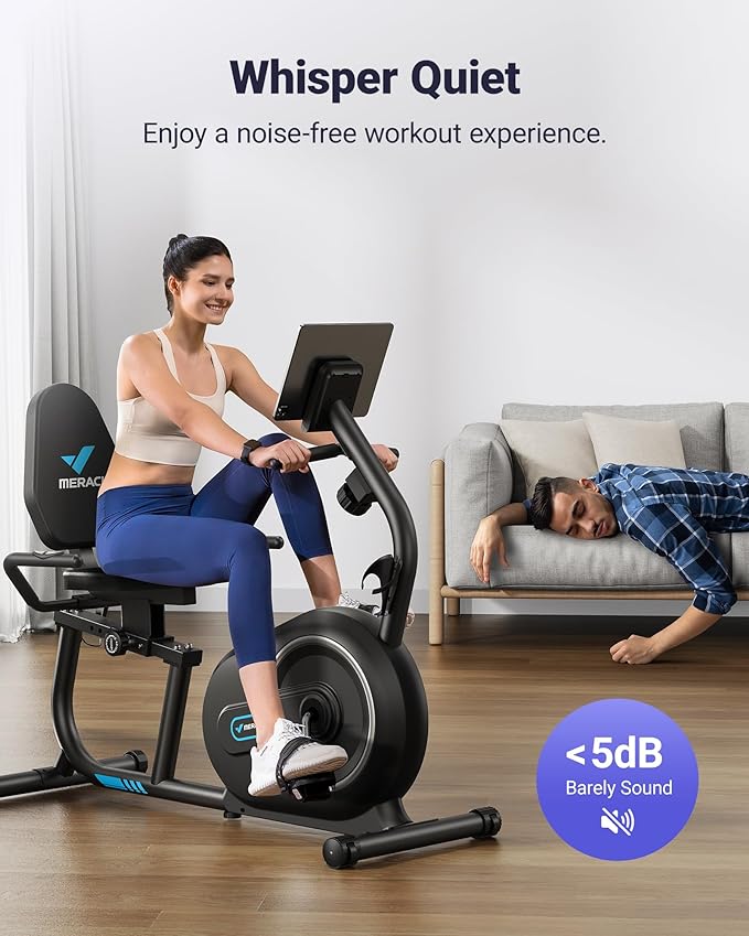 MERACH Recumbent Exercise Bike for Home with Smart Bluetooth and Exclusive App Connectivity, LCD, Heart Rate Handle, Magnetic Recumbent Bikes S08/S23