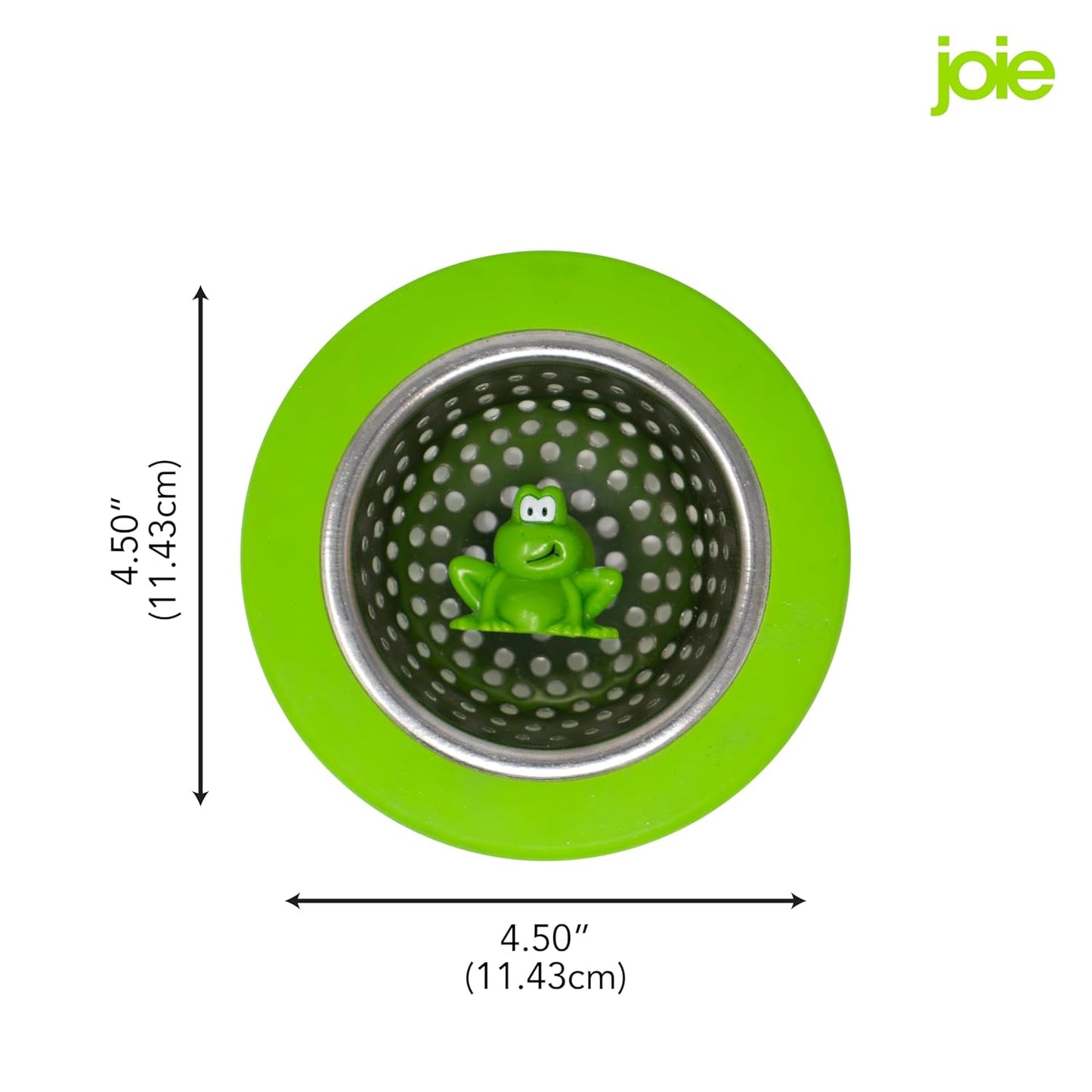 Joie Ribbit Kitchen Sink Strainer Basket, Fits All Standard Sinks, Stainless Steel, Cute Garbage Disposal Drain Cover, 4.5-Inch, Green Frog