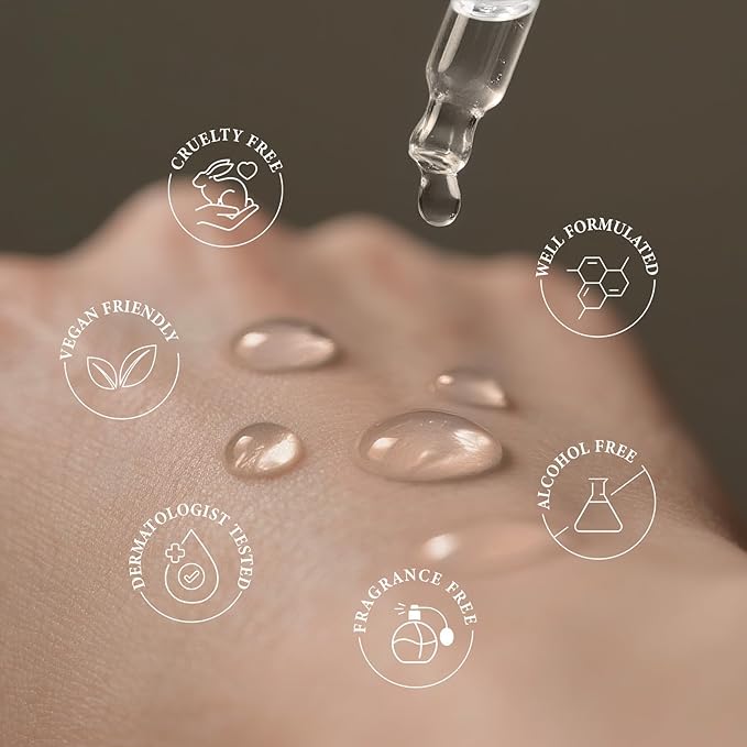 BIOCHEM 8-Oligopeptide Anti-Aging Face Ampoule – 30ml /1fl For Mature Skin – Hydrating Serum with NaPCA, Hyaluronic Acid for Wrinkle & Age Spots – Formula Firms, Lifts, Smooths– For All Skin Types