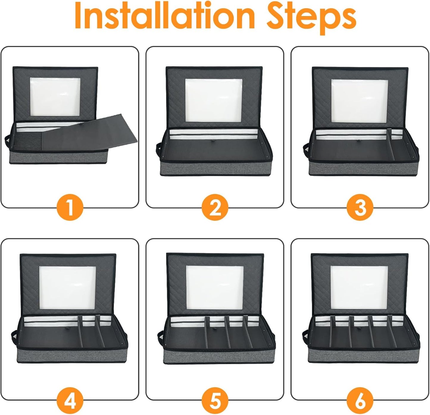 VERONLY Flatware Storage Case, Silverware Storage Box Chest with Dividers, 5 Compartment Cutlery Holder, Light Gray