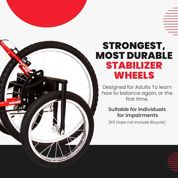 Bike USA Heavy-Duty Adult Training Wheels – Patented Stabilizer Kit for 24"–27" Bicycles, Supports 250+ lbs, Original Full-Size Bike Training Aid, Not for Electric or E-Bikes
